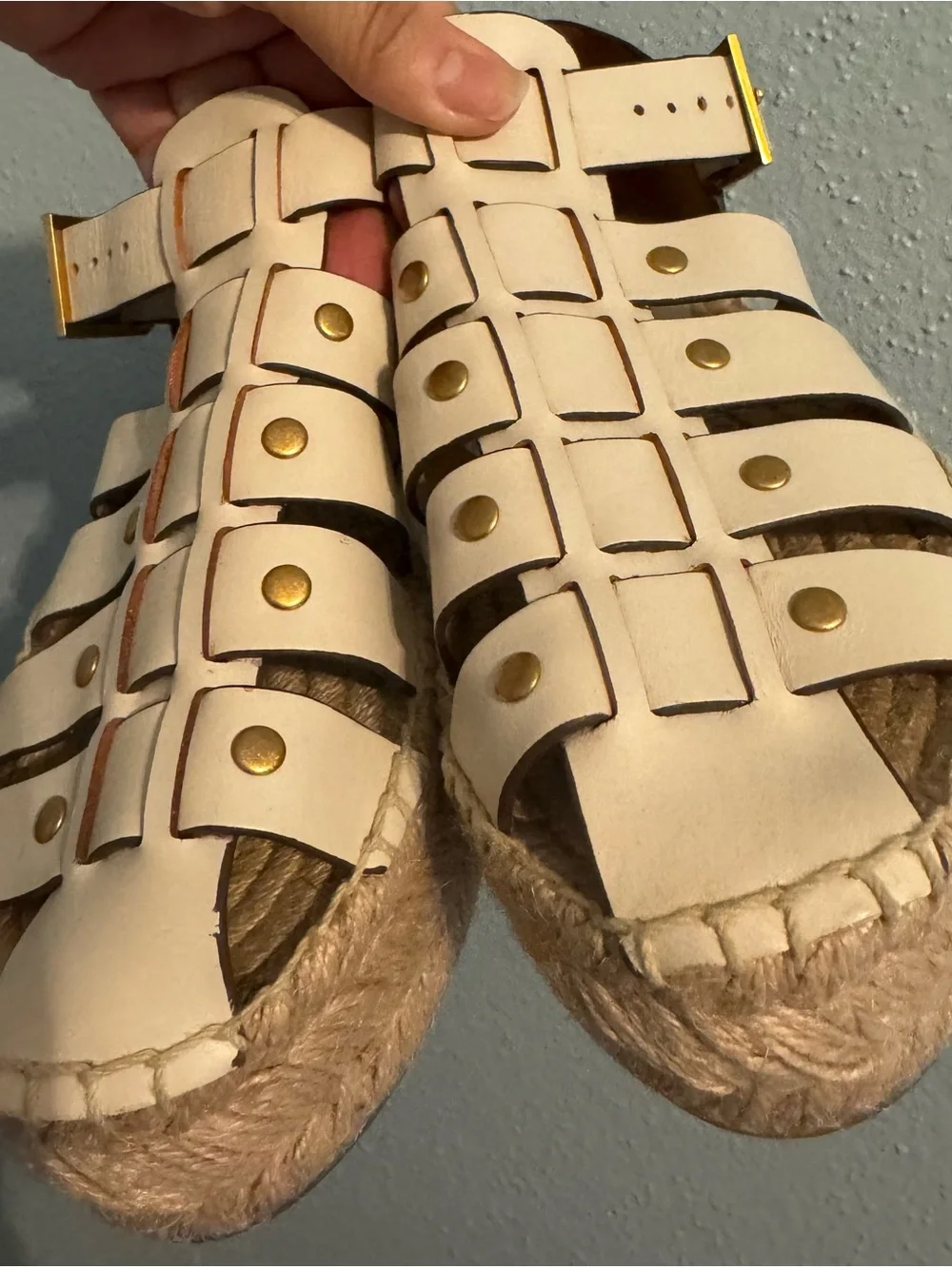 Tory Burch Leather Fisherman Espadrille Platform Sandals